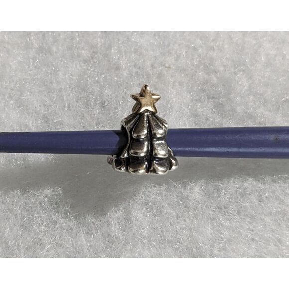 Authentic Pandora ALE 925 Sterling 14k Gold Christmas Tree Charm Star 790365 - Picture 1 of 4